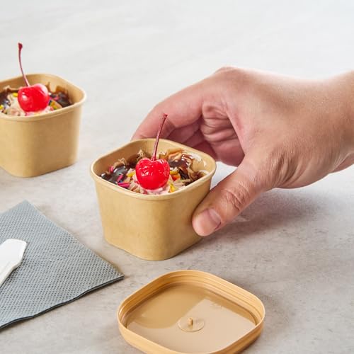 Image of Coppetta 3 Ounce Dessert Cups, 50 Greaseproof Ice Cream Cups - Lids Sold Separately, For Hot And Cold Foods, Kraft Paper Yogurt Bowls, Disposable,For Sundaes, Mousse Or Puddings - Restaurantware