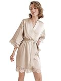 morgenmantel satin damen braut 5. 100% Polyster，Women Satin Robe Ande aus glattem, hochwertigem Satin Material, machen Sie elegant und fühlen sich den ganzen Tag weich