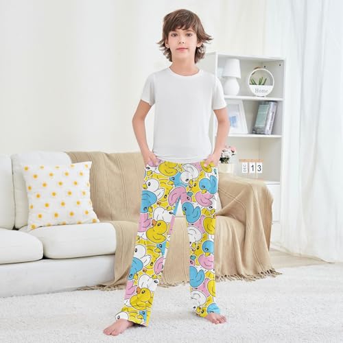 Boys' Pants Duck Rubber Shower Scarf Cartoon Animal Long Bottoms Elastic Waist Trousers with Pockets S-XL3