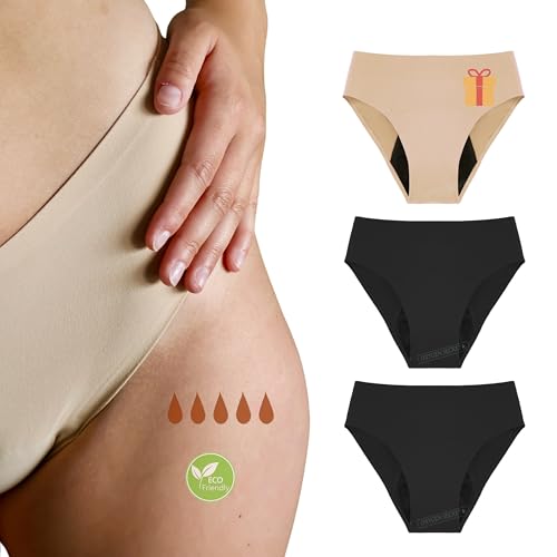 So'Cosy Juego de 3 Bragas menstruales Iris, Flujo abundante, Braguitas para Mujer, sexys, cómodas, Invisibles, Ultra absorbentes | Braguitas para incontinencia.