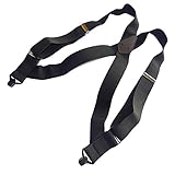 Holdup Hip-clip Style 2' Wide Black Trucker Style Suspenders with USA Patented Plastic Gripper Clasp