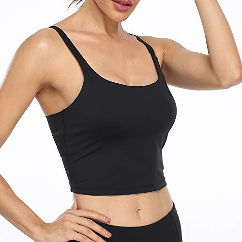 Image of Oalka Sports Bra Womens Longline Padded Crop Yoga Tank Tops
