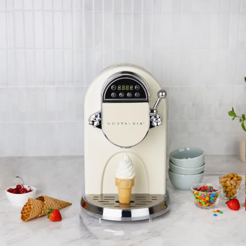 Image of Nostalgia Retro Soft Serve Ice Cream Maker - Make 10 / Four Ounce Servings of Chocolate, Vanilla, Strawberry Flavors & More - Easy Dispensing Lever & Self Clean Mode - Ready in about 20 Minutes