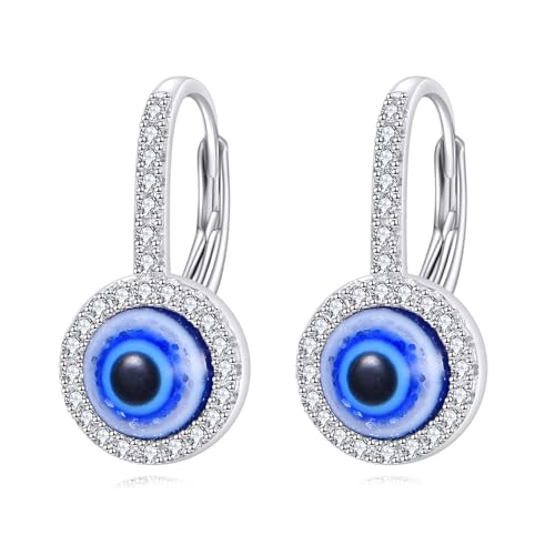 Boucles d'oreilles mauvais yeux argent POPLYKE anti-allergie avec fermoir sécurisé