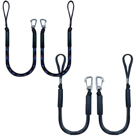 4-Pack Bungee Dock Line with Stainless Steel Clip Boat Accessories Cover