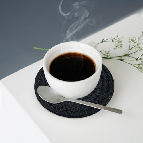 ABenkle Woven Coasters for Drinks Set of 6, Boho Absorbent Drinking Coaster, 4.3 Inch - Perfect Housewarming Gift, Home Decor, Bar Essentials for Coffee Table