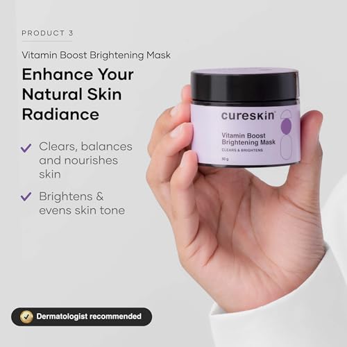 Image of Cureskin 3-in-1 Skin Radiance Kit | Under Eye Gel + Vitamin Boost D-Tan Mask + Soothing Hydration Gel