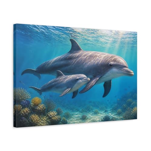 Toile canvas dauphin réalisme naturel de qualité supérieure format horizontal