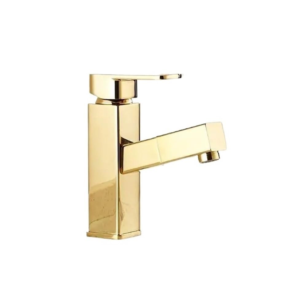 Robinet de lavabo extractible et extensible doré chic pour salle de bain