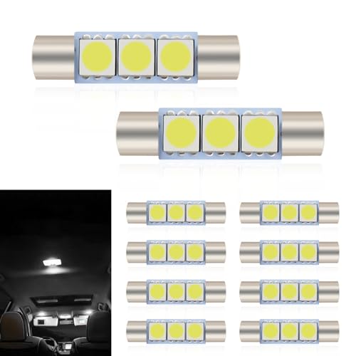 Pack de 10 luces LED 28mm para auto, luz blanca miniatura 1