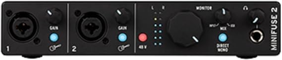 Arturia MiniFuse 2 USB-C Audio Interface Bundle with Microphone, Stand, Shock Mount, XLR Cable, Pop Filter, and 2x TRS Cable (Black) (8 Items) | Includes Microphone, Stand, Shock Mount, XLR Cable, Pop Filter, and 2x TRS Cable (Black)