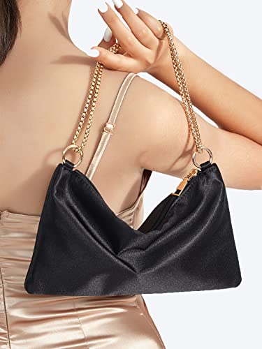 Verdusa Women'S Satin Evening Handbag Shoulder Bag Purse Black One-Size thumb #5