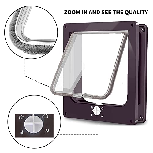 Image of EASY JOY Cat Doors(Outer Size 8.6 inch x 7.5 inch), 4-Way Locking Cat Door for Interior Exterior Doors, Weatherproof pet Door with Magnet for Cat or Dog < 16.1 inches in Girth(Brown M)