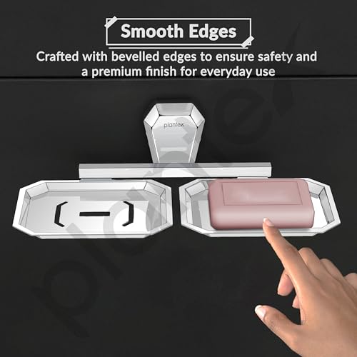 Image of Plantex Double Soap Dish for Bathroom /304 Grade Stainless Steel Dual Soap Holder /Soap Case /Soap Stand /Bathroom Accessories - Pack of 1 (PM-2408, Chrome)