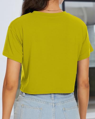 Image of Womens Summer Crop Tops Short Sleeve Round Neck T-Shirts Loose Fit Casual Blouse 2026