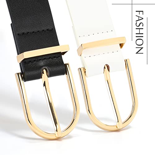 Image of VONMELLI 3 Pack Women's Belts for Jeans Pants Fashion Gold Buckle Ladies Dress Belt