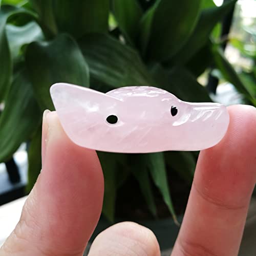 Manekieko Natural Rose Quartz 40mm Wolf Head Pocket Crystals and Healing Stone Figurine,Haped DIY-Jewelry Pendant - Image 2