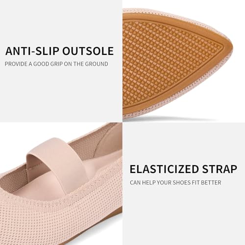 Frank Mully Womens Knit Flats Pointed-Toe Shoes with Elastic Straps Ballerina Flat Shoes for Women Dressy Ecru,8.5 by Frank Mully - Used condition - Image 4