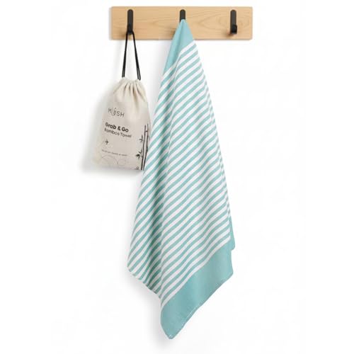 Image of Mush Grab & Go Bamboo Travel Towel | 100% Bamboo Bath Towel for Beach, Hiking & Gym Towel for Men Workout | Compact Towels with Travel Bag | 60x120 cms, 250GSM Quick Dry & Featherlight | Aqua
