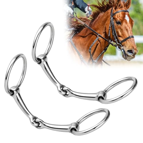 Simgoing 2 Pcs Snaffle Bit for Horse 304 Stainless Steel O-Ring Snaffle Bit