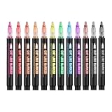 Celepen 12 Colors Shimmer Markers Double Line Outline Markers