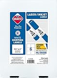 MACO Laser/Ink Jet White Shipping Labels, 3-1/3 x 4 Inches, 6 Per Sheet, 1500 Per Box (ML-0600B)