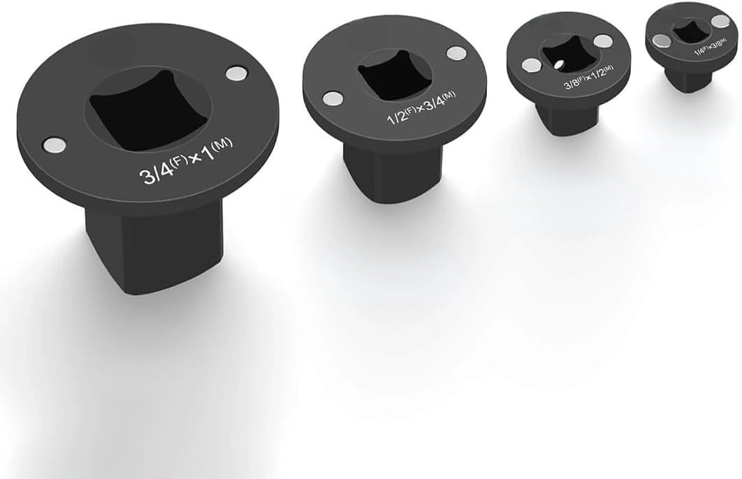 Low Profile Impact Socket Adapter Set, 4 Pack of 1 Inch X 3/4 Inch, 3/4 Inch X 1/2 Inch, 1/2 Inch X 3/8 Inch Ratchet Adapters,