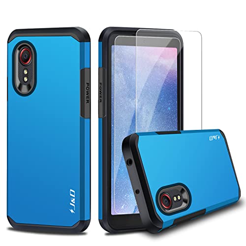 JundD Kompatibel für Samsung Galaxy Xcover 5 Hülle, Heavy Duty Hybrid Robustes Stoßfest Schutzhülle mit 2 Stücke Glas-Bildschirmschutzfolie für Galaxy Xcover 5, Blau