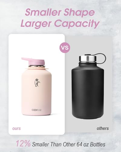 Image of Coolflask Half Gallon Water Bottle Insulated Stainless Steel with Strap