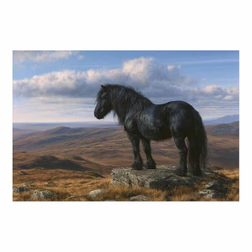 Peinture poney sauvage de montagne pour raviver un mur de salon terne 40x60cm