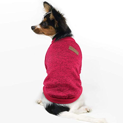 Idepet Pet Dog Classic Knitwear Sweater,Fleece Coat For Small,Medium,Large Dog,Warm Pet Dog Cat Clothes,Soft Puppy Customes (L, Winered) #TOP2
