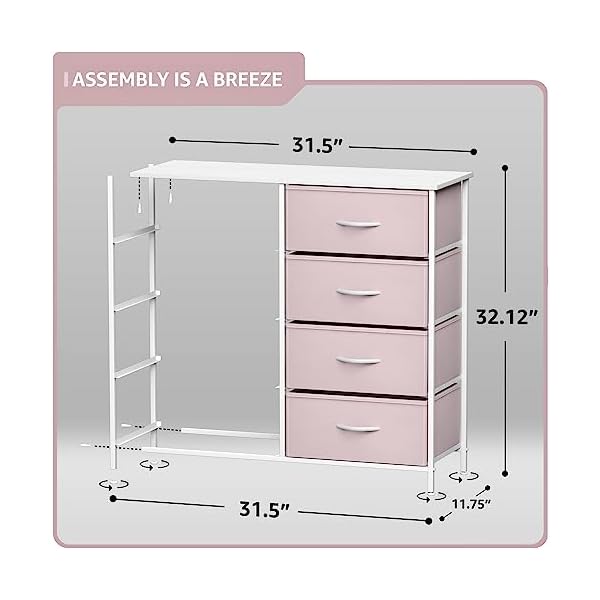 Sorbus kids dresser with 8 drawers storage unit organizer chest for clothes bedroom kids room nursery closet pink 315 x 12 x 32 8 drawer  urban country home decor