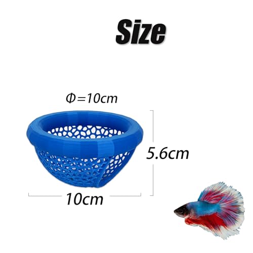 Image of Aquarium Floating Betta Fish Skins, Betta or Shrimp Feeder, Cave and Hammock, Small Fish Feeding Rings, Aquarium Hiding Feeding Decorative Accessories (Blue)