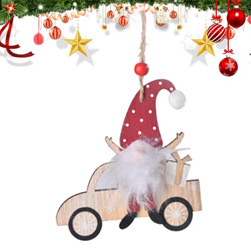 Navidad gnomos, decoraciones navideñas de madera, figuras de madera de dibujos animados para sala de estar, dormitorio, coche, espejo interior, puerta de jardín, puerta de entrada, manija de