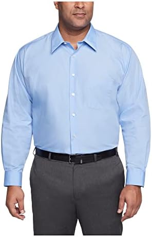 Van Heusen Herren and Tall Dress Shirt Big Fit Popeline Klassisches Hemd, Cameo Blue, 18 Neck / 34-35 Sleeve