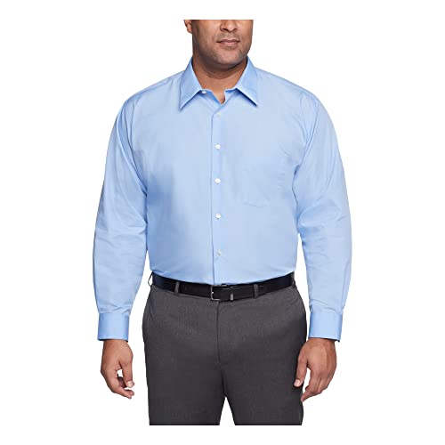 Van Heusen Men's Big Fit Dress Shirt Poplin Solid (Big and Tall), Cameo Blue, 20" Neck 34"-35" Sleeve