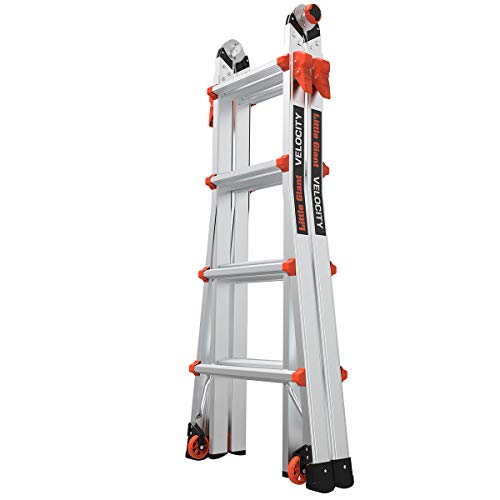 Little Giant Ladders, Velocity with Wheels, M17, 17 Ft, Multi-Position Ladder, Aluminum, Type 1A, 300 lbs Weight Rating, (15417-001)