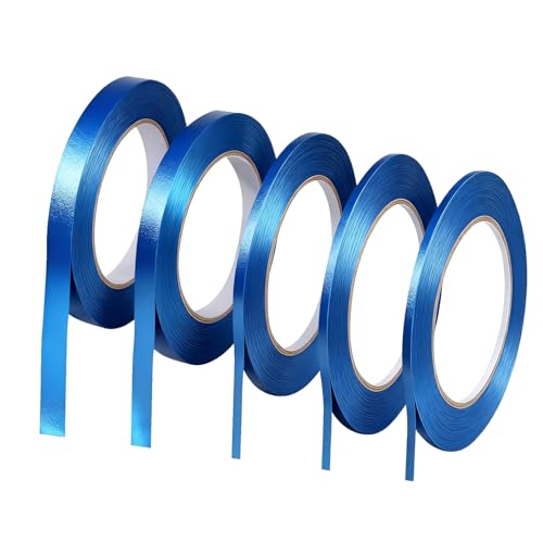 Ousuwo 5 Rollos Cinta Adhesiva de Precisión, Azul, 3mm/5mm/10mm/12mm x 50m, para Pintura, Detallado de Autos y Bricolaje