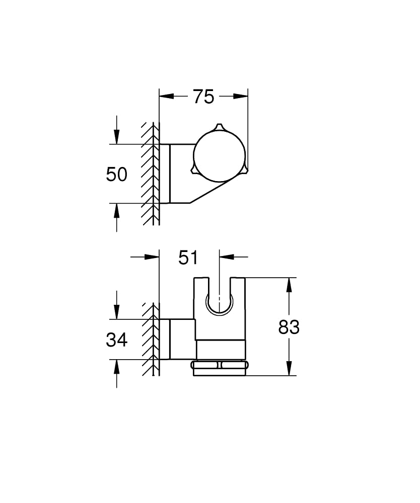 GROHE Vitalio Universal Quickfix- Soporte mural regulable, Negro Mate 261832431