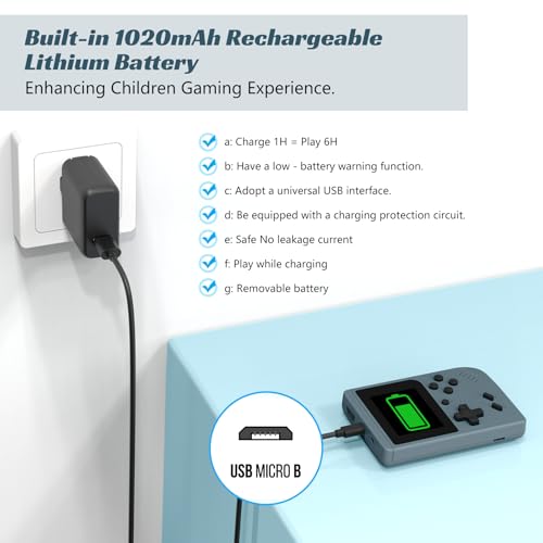 Image of Retro Handheld Games Console, Built-in 400 Video Games,Portable Video Gaming Player with 3.0 Inch IPS Screen and Rechargeable Battery (Gray)