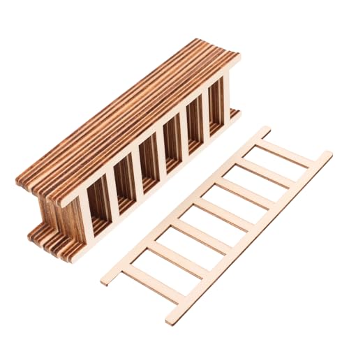 Lurrose 12pcs Miniature Wooden Ladder Decor Tiny Step Ladders for