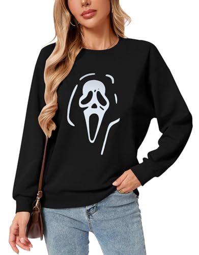 Womens USA Sweatshirt, Long Sleeve Crewneck Pullover with American Flag & Stripes Star Print - Casual Top