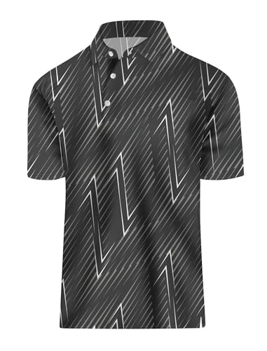 sportbull Funny Golf Shirts for Men Moisture Wicking Polo Shirt Black Gray 2XL
