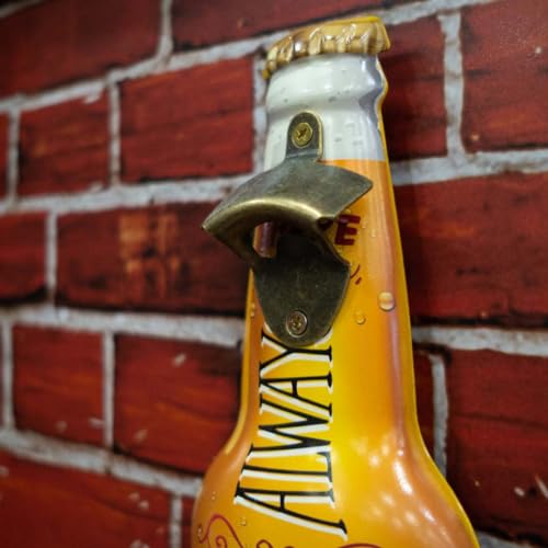 Image of Metal Bottle and Can Opener Always Time for A Beer with Good Friends