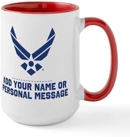 CafePress Custom Personalized PERSONALIZED U.S. Air Force Logo Mugs 15 oz (444 ml) Ceramic Coffee Mug