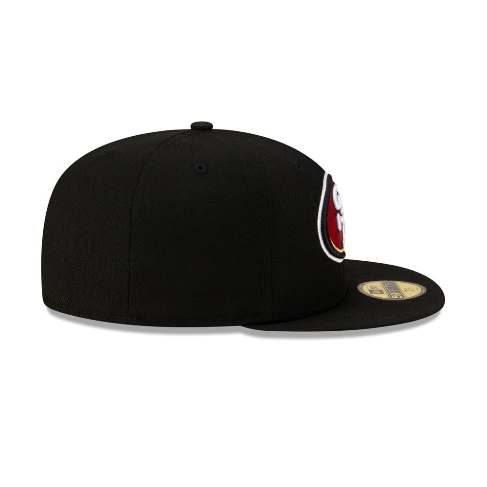 New Era NFL 59FIFTY San Francisco 49ers Black Team Color Logo Authentic Collection Fitted On Field Football Cap Hat