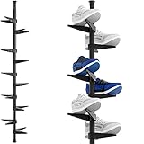 LianDuro Schuhregal Schuhablage schmal klein hoch - Schuhaufbewahrung platzsparend bis zu 10 Paar Schuhe | Schuhorganizer ohne Bohren und Schrauben | stabile Teleskopstange für jede Deckenhöhe
