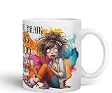 Vixar My Brain Has Too Many Tabs - Tazza in ceramica colorata, idea regalo, 325 ml (bianco)