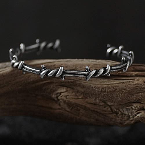 Pulsera cuff unisex de acero y titanio con diseño geométrico miniatura 3