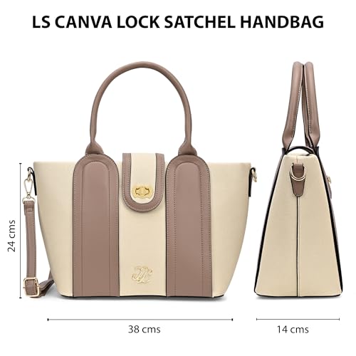Image of Lavie Signature Canva Lock Satchel Bag | Satchel Handbag for Work | Ladies Purse | Stylish Shoulder Bag | Gift for Women